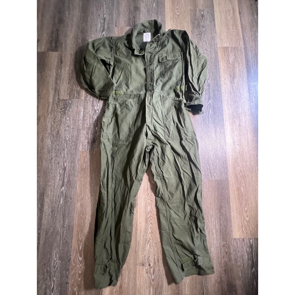 Lajas Industries Coveralls Mens Large Green Good Cotton Sateen Military Type I
